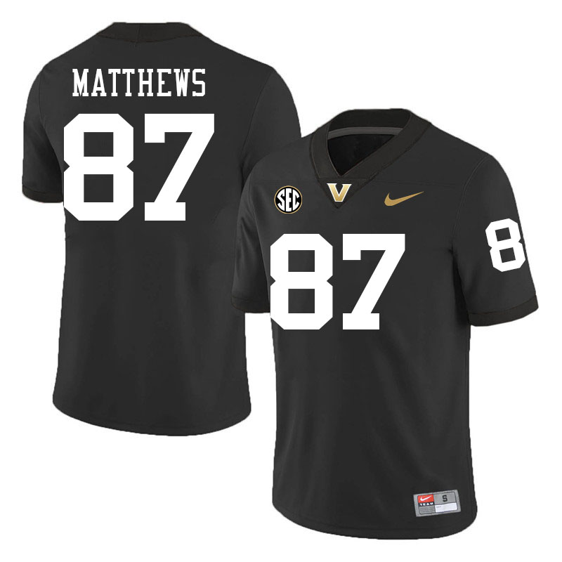 Jordan Matthews Jersey,Vanderbilt Commodores #87 Jordan Matthews Football Jersey,Uniforms-Black